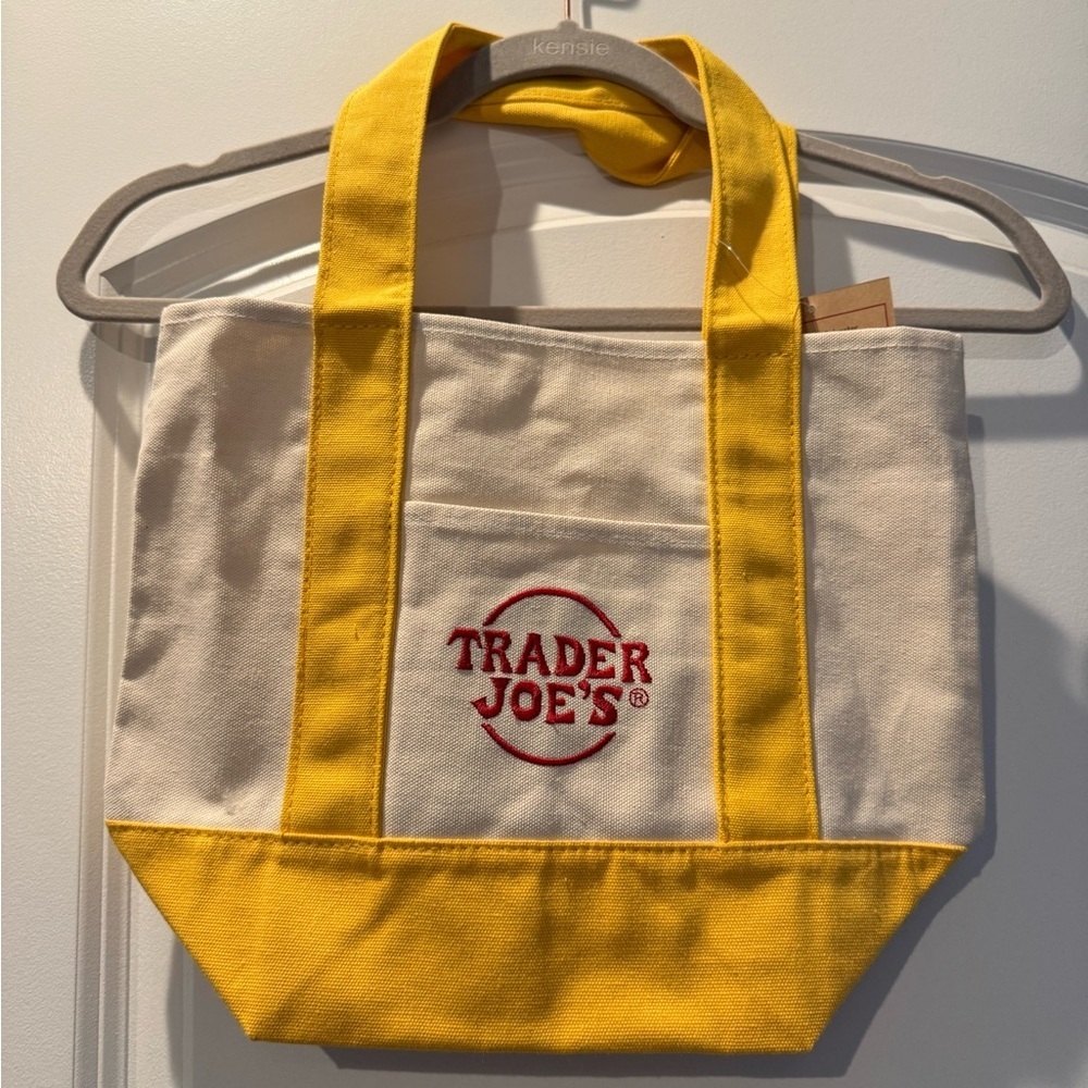 NWT! Trader Joes Mini Canvas Tote Bag Yellow
